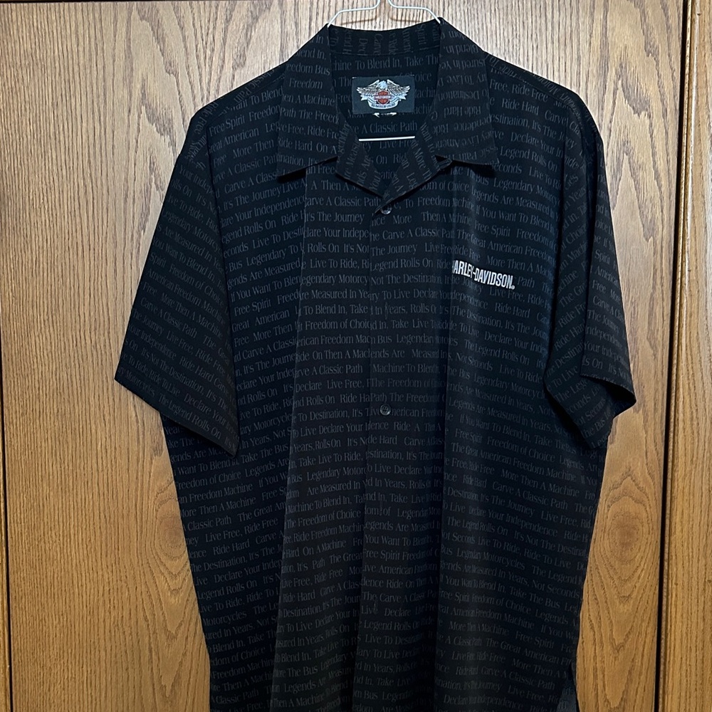 Harley-Davidson Black Textured Button Down Shirt